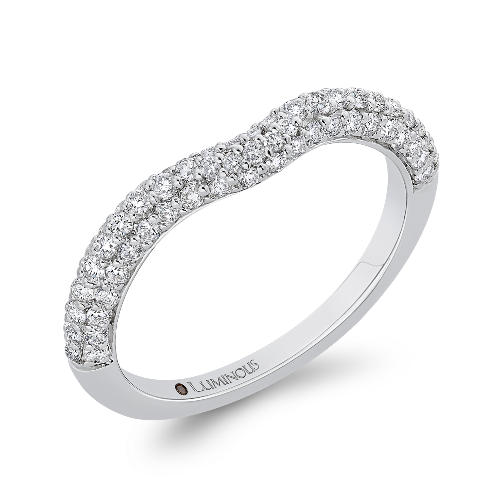 Round Diamond Half-Eternity Contour Wedding Band in 14K White Gold