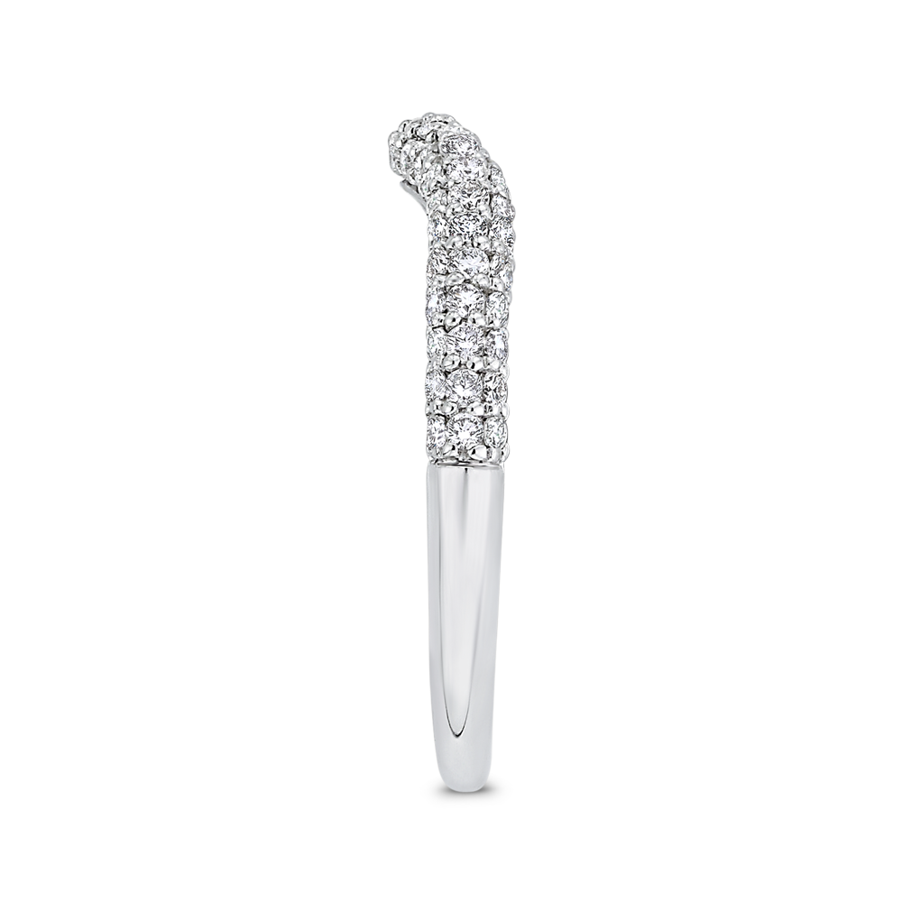 Round Diamond Half-Eternity Contour Wedding Band in 14K White Gold