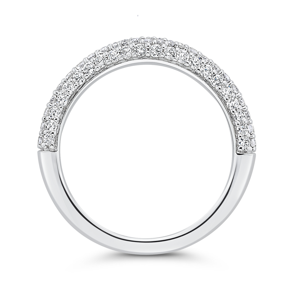 Round Diamond Half-Eternity Contour Wedding Band in 14K White Gold