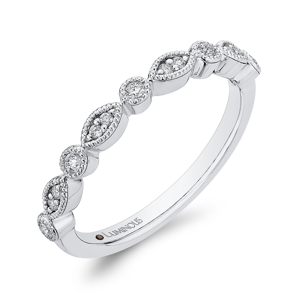 Round Diamond Half-Eternity Wedding Band in 14K White Gold
