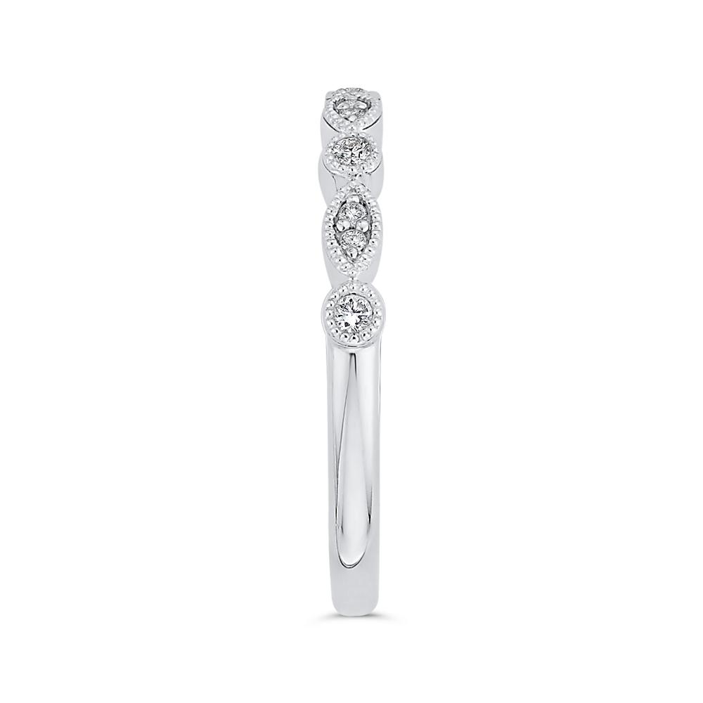 Round Diamond Half-Eternity Wedding Band in 14K White Gold