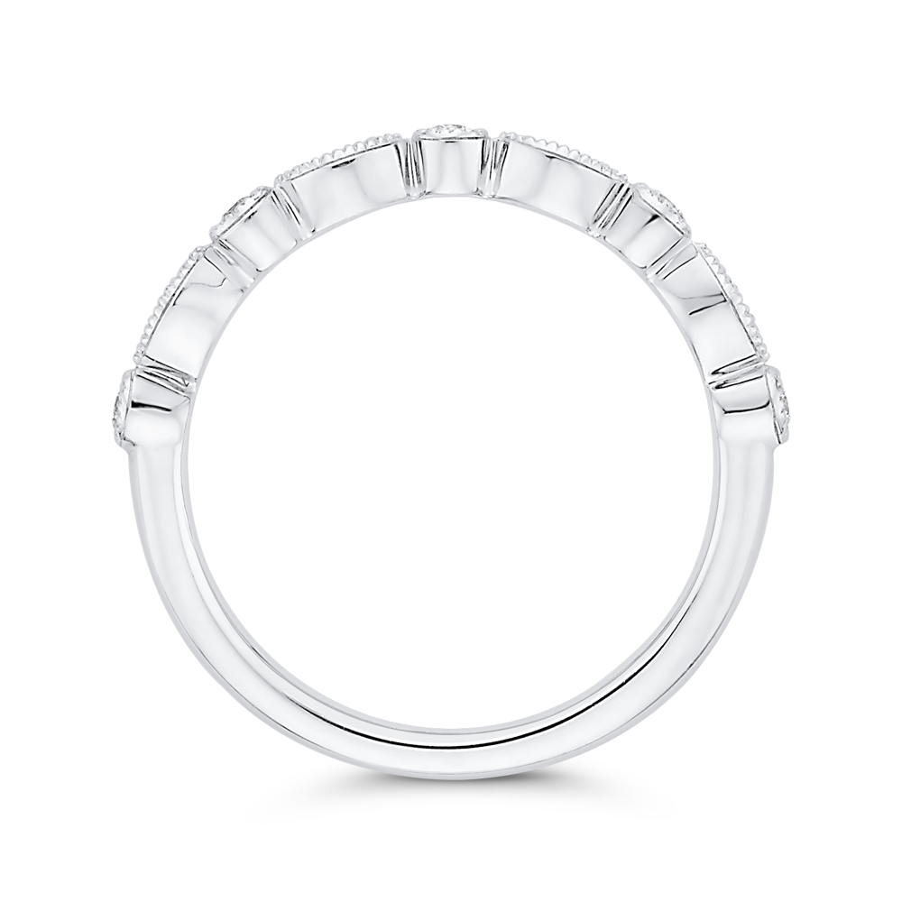Round Diamond Half-Eternity Wedding Band in 14K White Gold
