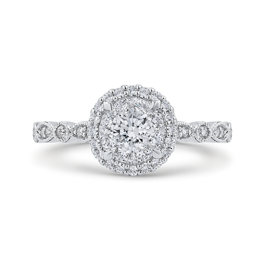 Diamond Halo Engagement Ring in 14K White Gold