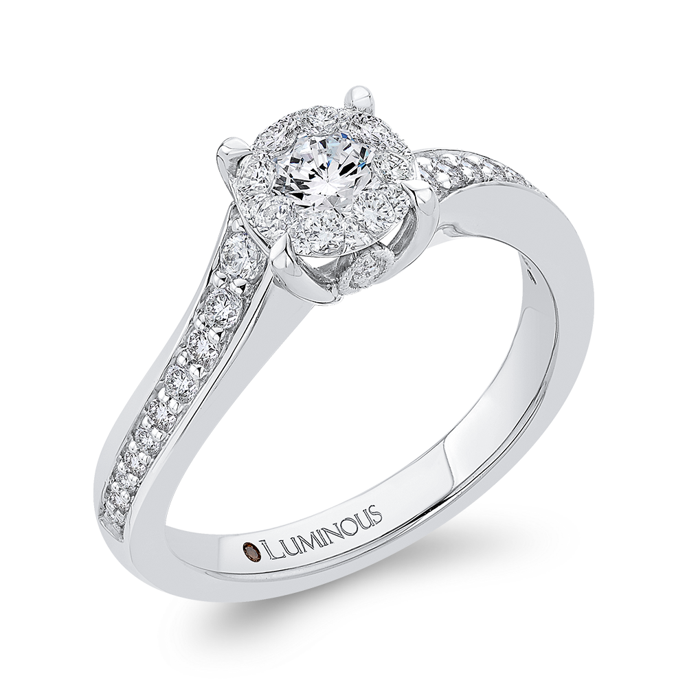 Diamond Bypass Engagement Ring in 14K White Gold