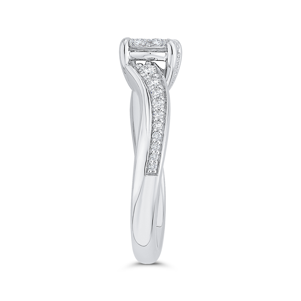 Diamond Bypass Engagement Ring in 14K White Gold