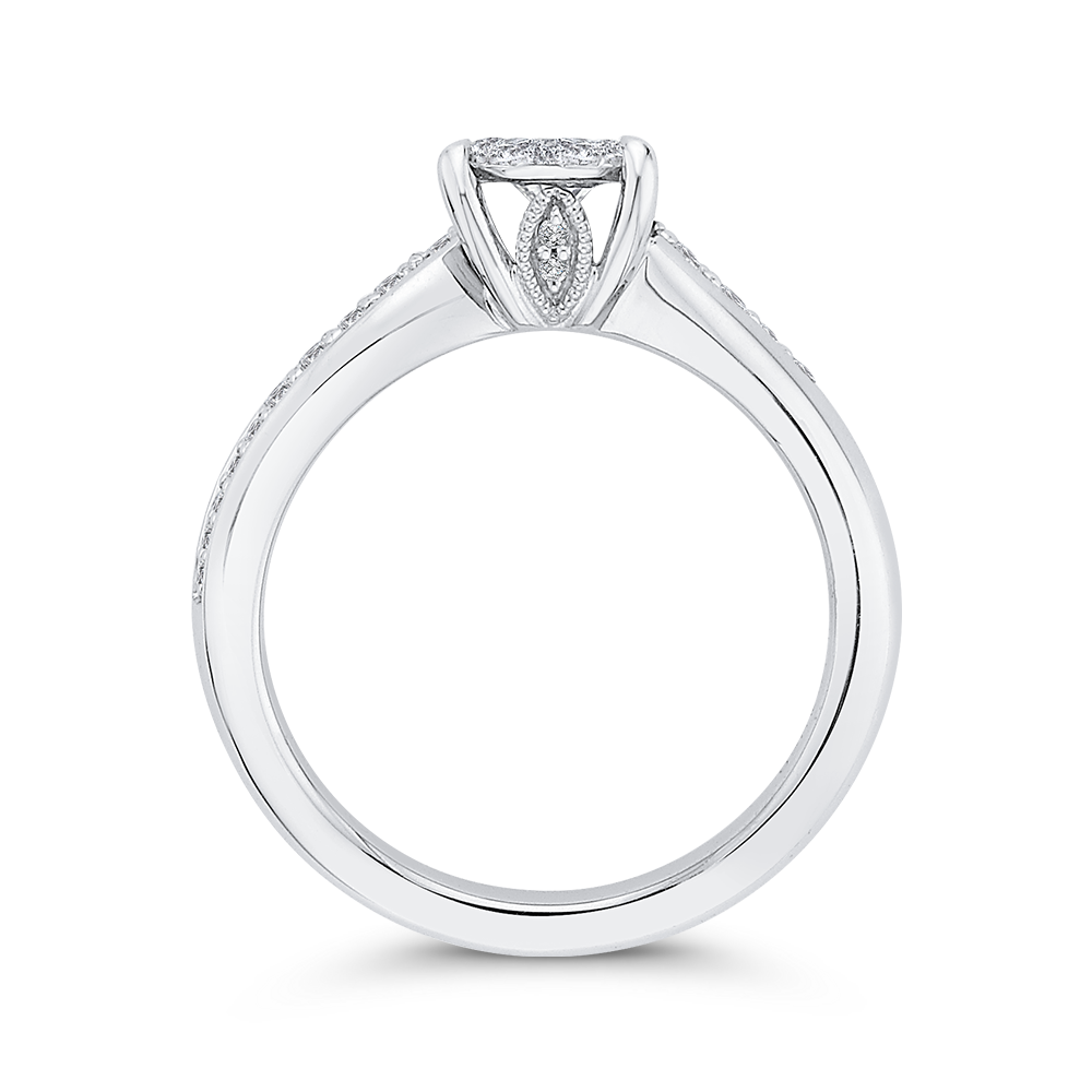 Diamond Bypass Engagement Ring in 14K White Gold