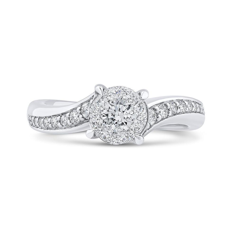 Diamond Bypass Engagement Ring in 14K White Gold
