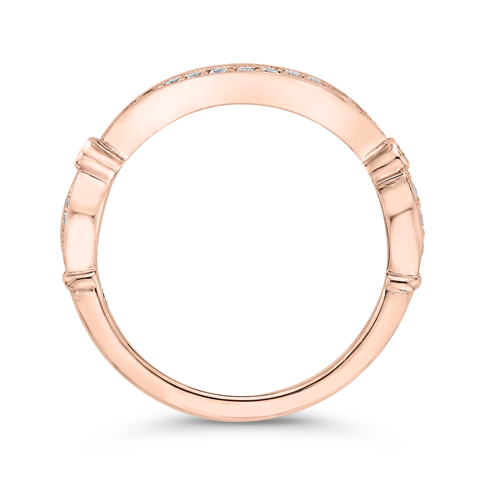 Round Diamond Contour Wedding Band in 14K Rose Gold
