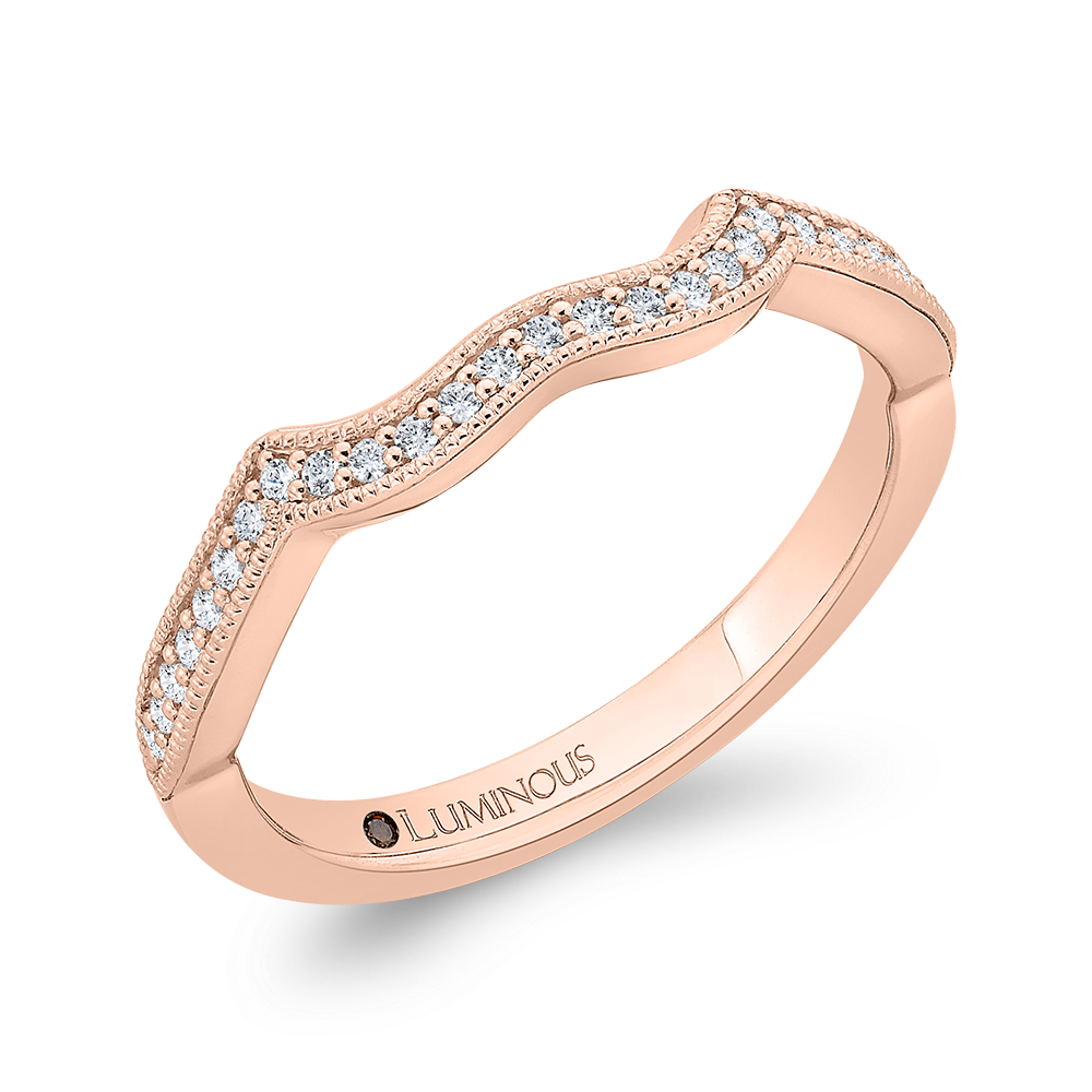 Round Half-Eternity Diamond Contour Wedding Band in 14K Rose Gold