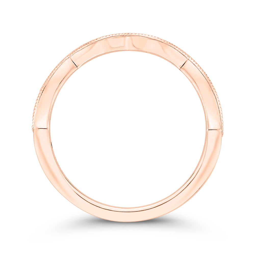 Round Half-Eternity Diamond Contour Wedding Band in 14K Rose Gold