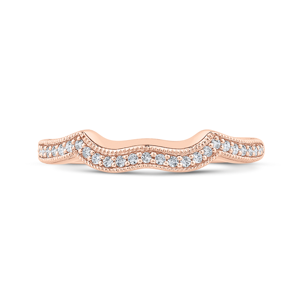 Round Half-Eternity Diamond Contour Wedding Band in 14K Rose Gold