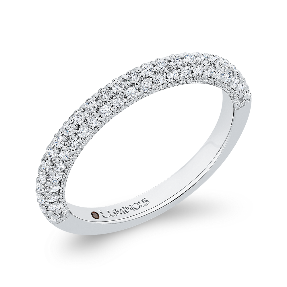 Round Diamond Half-Eternity Wedding Band in 14K White Gold