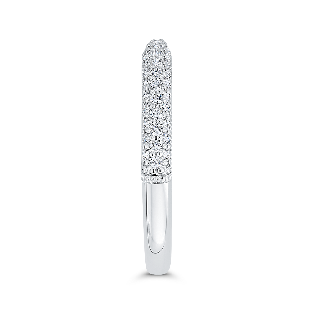 Round Diamond Half-Eternity Wedding Band in 14K White Gold