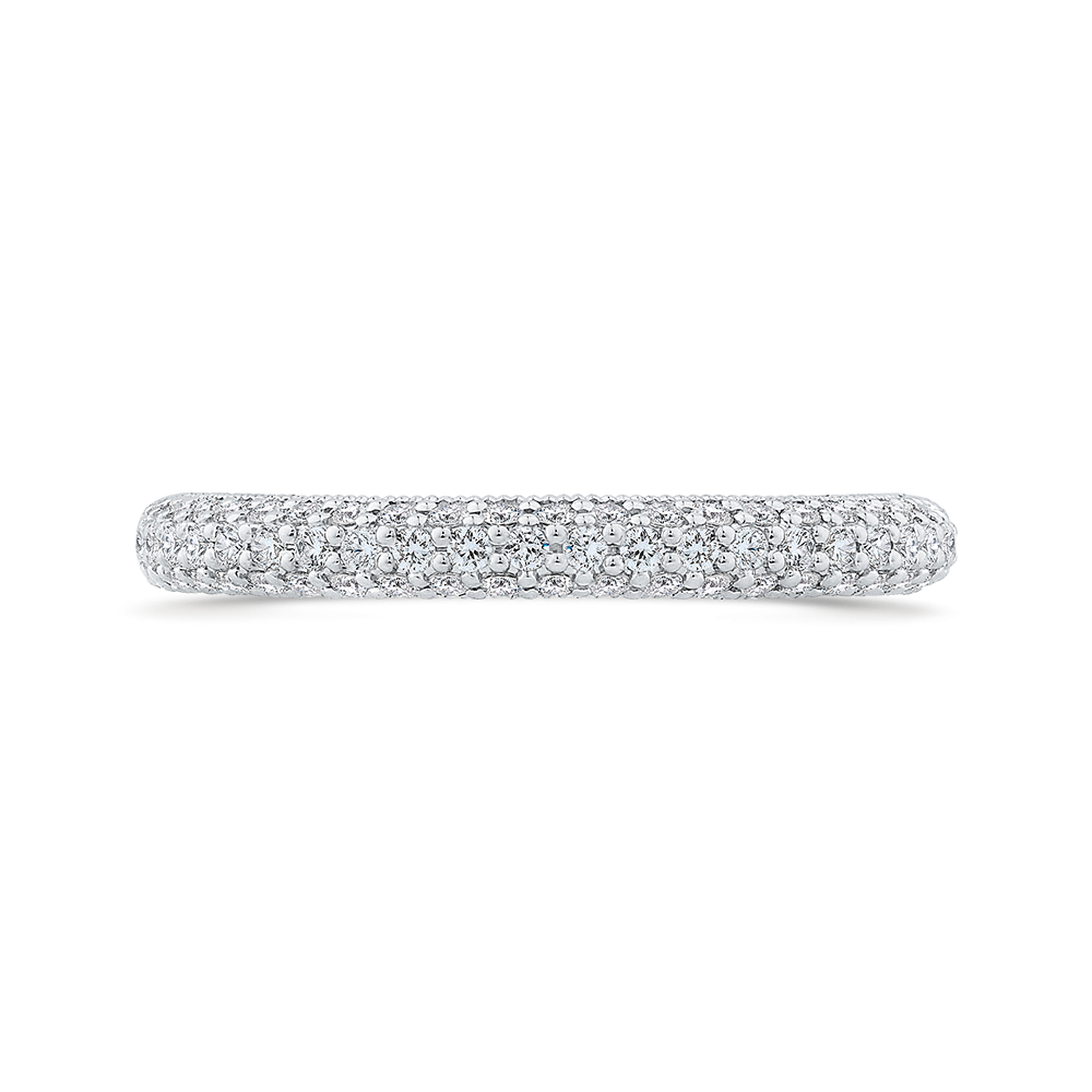 Round Diamond Half-Eternity Wedding Band in 14K White Gold