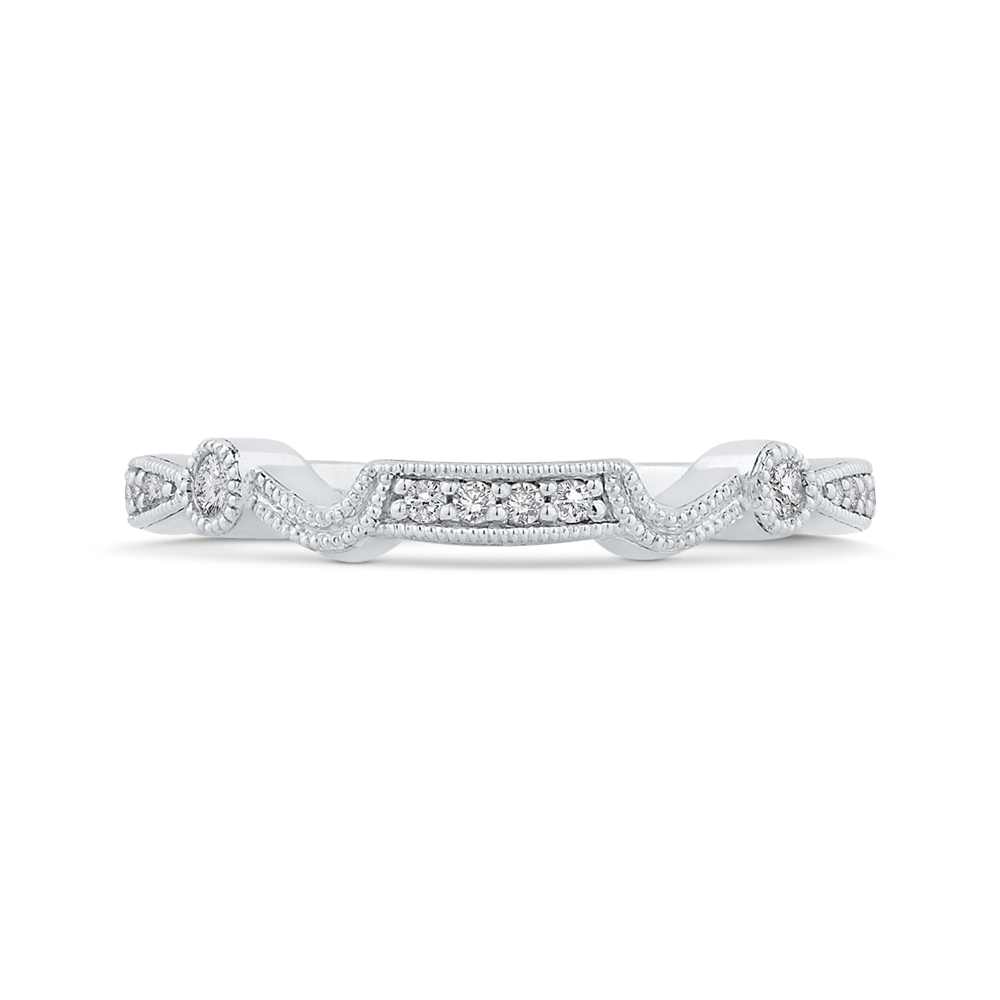 Round Diamond Half-Eternity Wedding Band in 14K White Gold