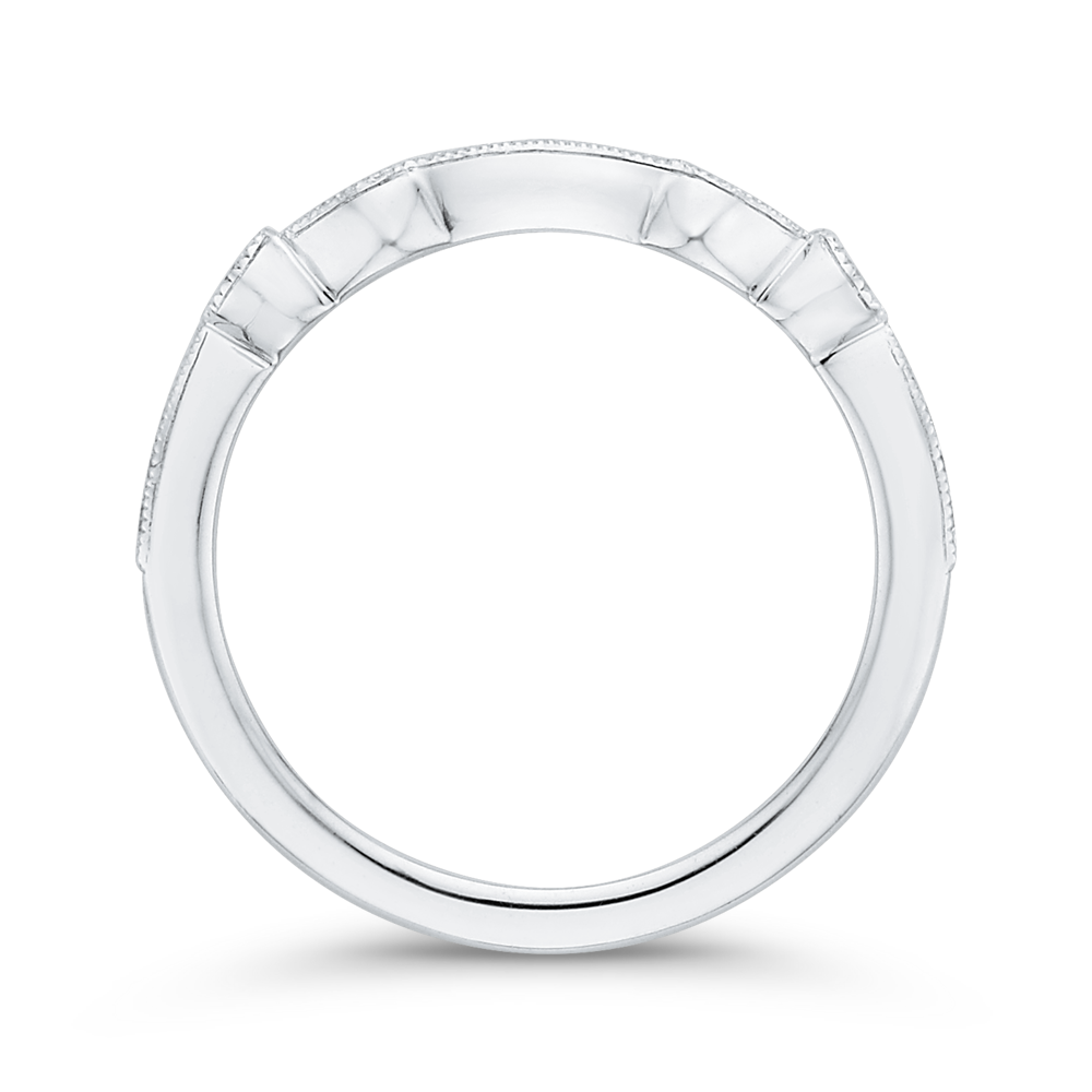 Round Diamond Half-Eternity Wedding Band in 14K White Gold