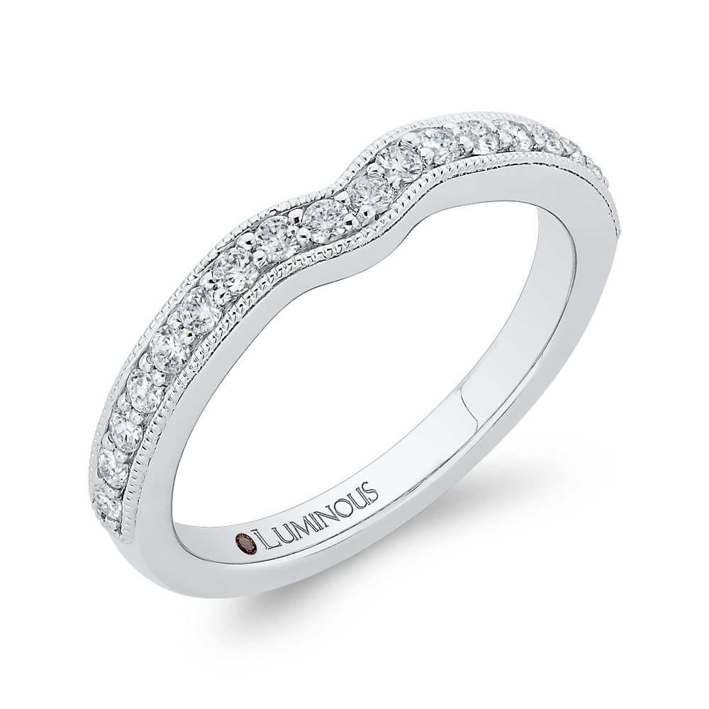 Round Diamond Half-Eternity Wedding Band in 14K White Gold
