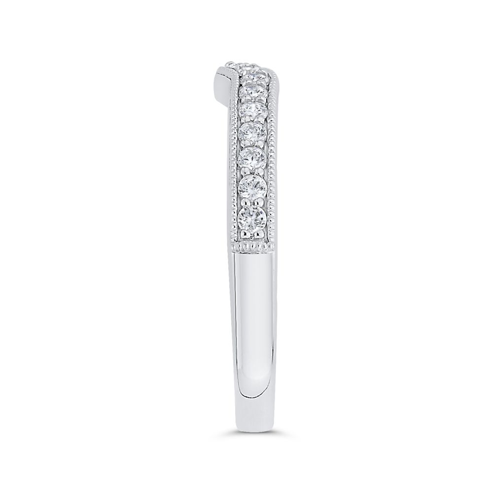 Round Diamond Half-Eternity Wedding Band in 14K White Gold