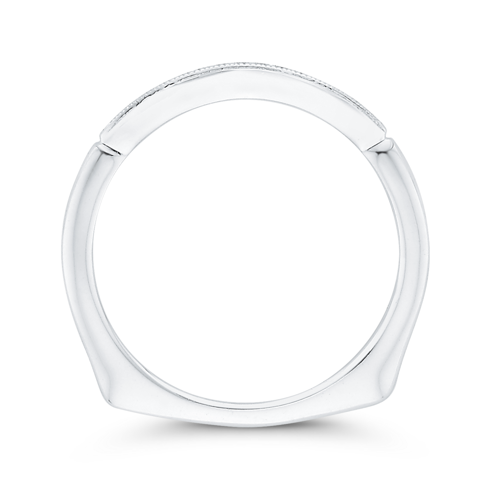 Euro Shank Round Diamond Wedding Band in 14K White Gold