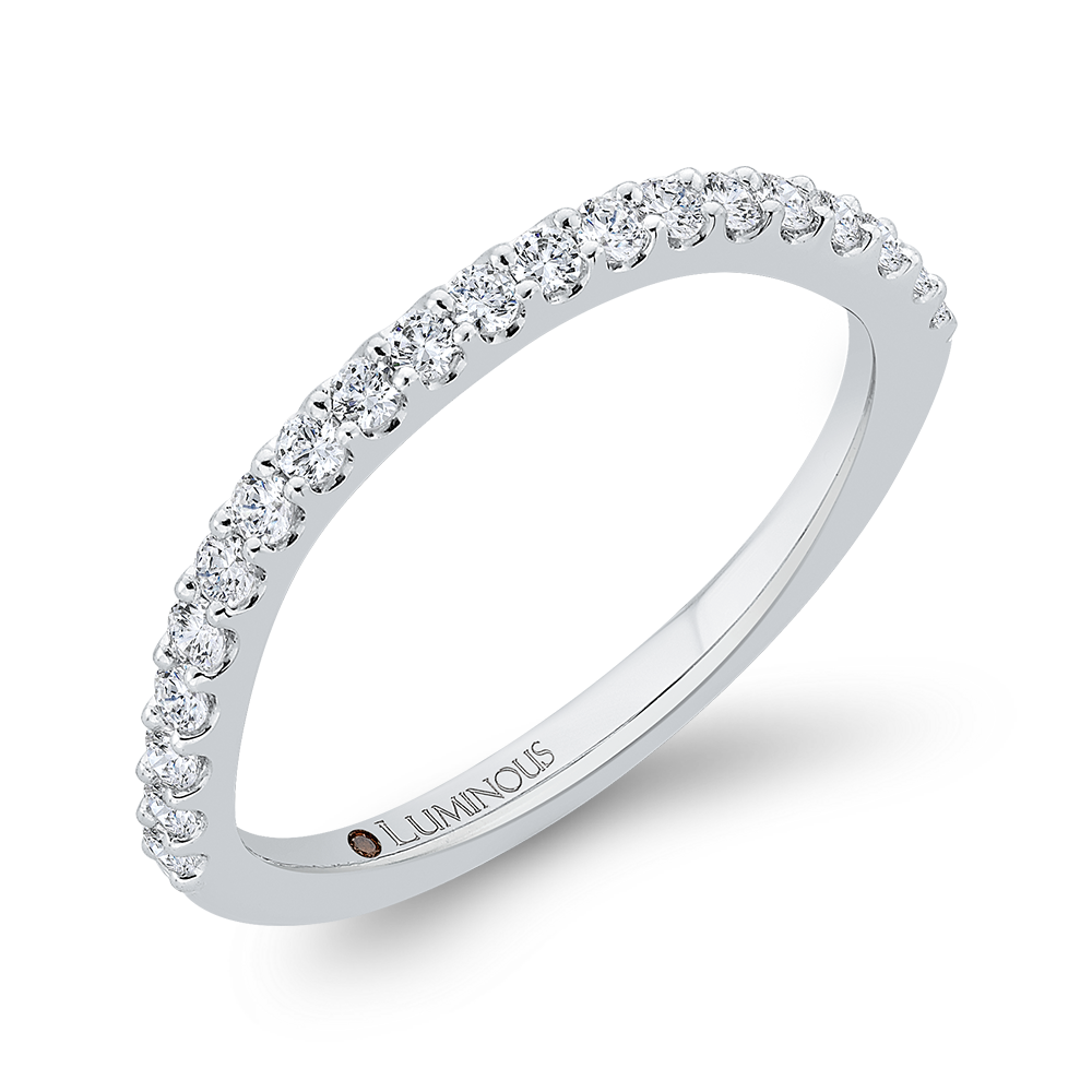 Round Diamond Half-Eternity Wedding Band in 14K White Gold