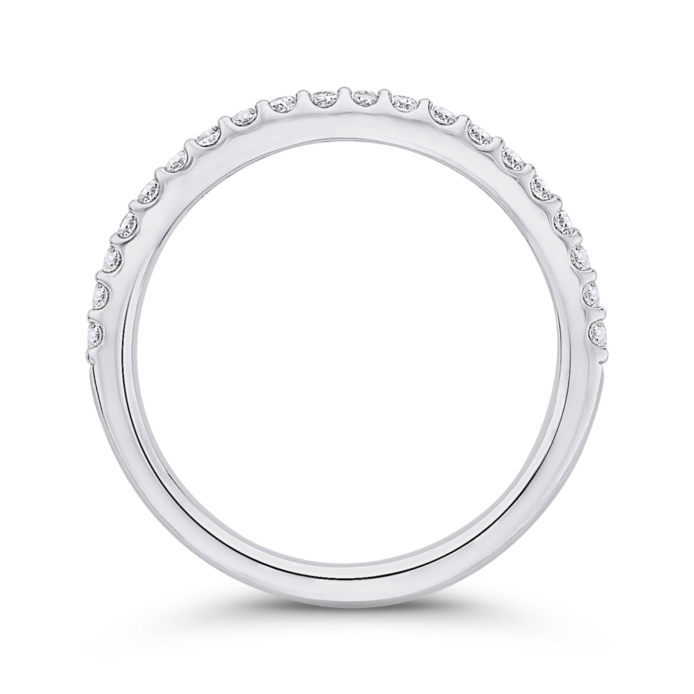 Round Diamond Half-Eternity Wedding Band in 14K White Gold