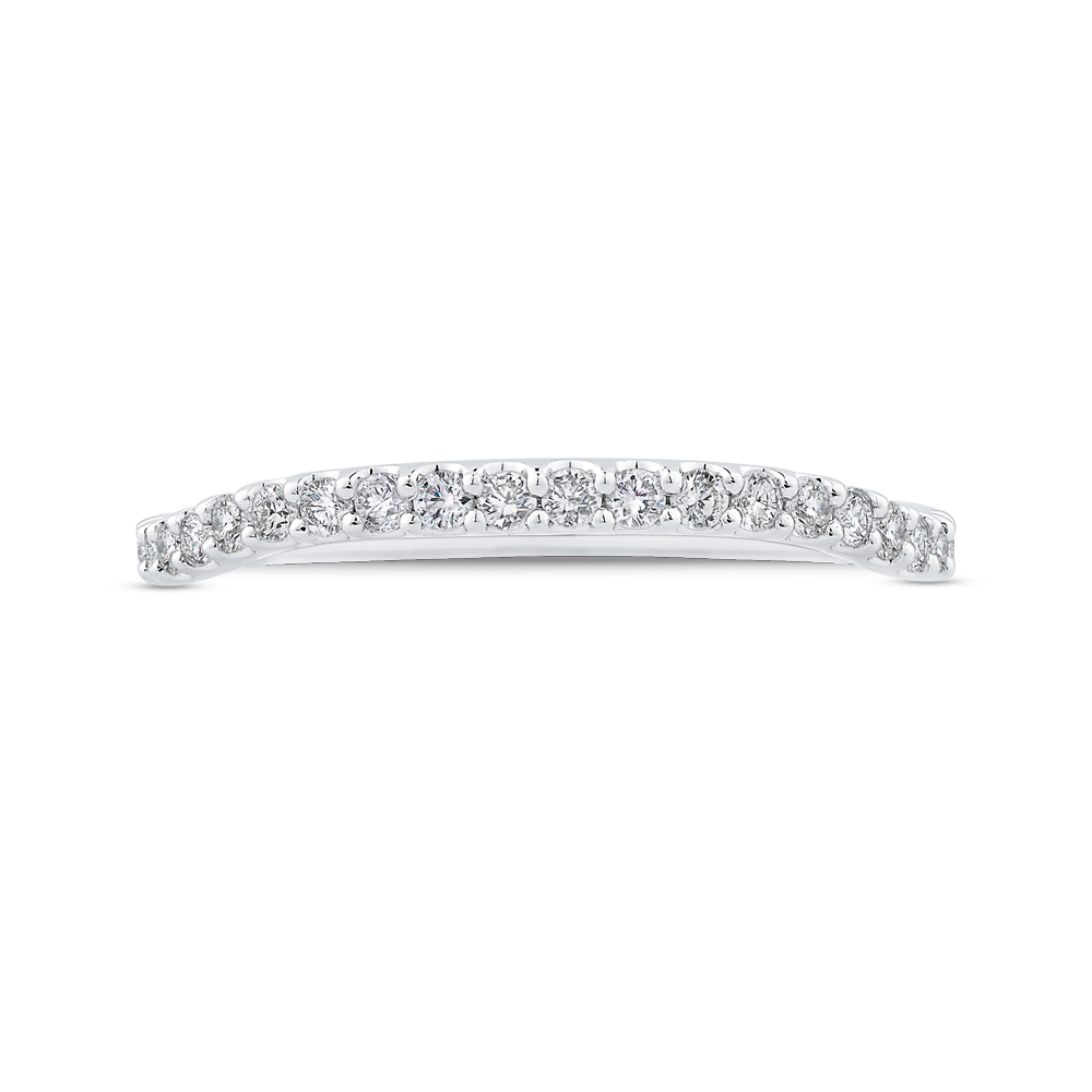 Round Diamond Half-Eternity Wedding Band in 14K White Gold