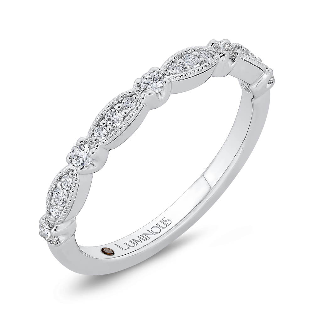 Round Diamond Half-Eternity Wedding Band in 14K White Gold