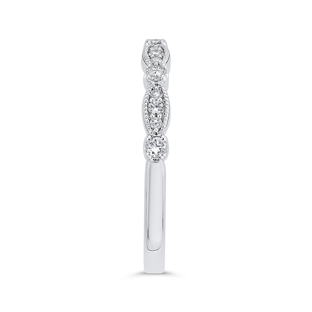 Round Diamond Half-Eternity Wedding Band in 14K White Gold