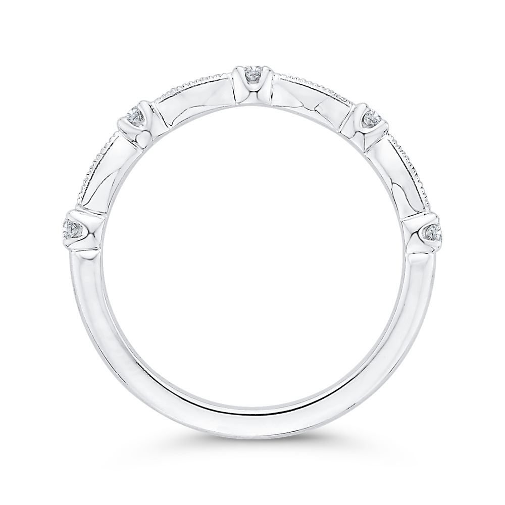 Round Diamond Half-Eternity Wedding Band in 14K White Gold