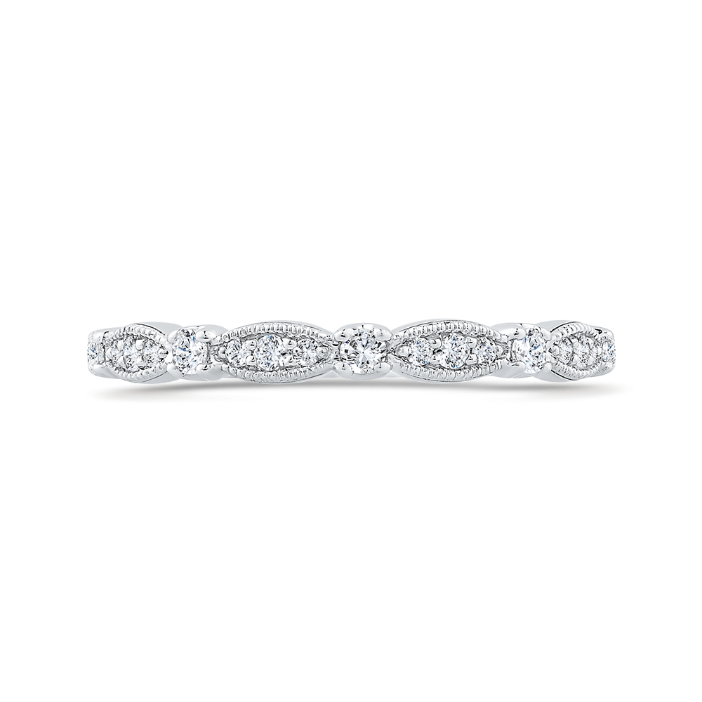 Round Diamond Half-Eternity Wedding Band in 14K White Gold