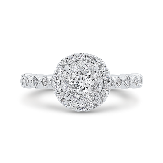 Diamond Halo Engagement Ring in 14K White Gold