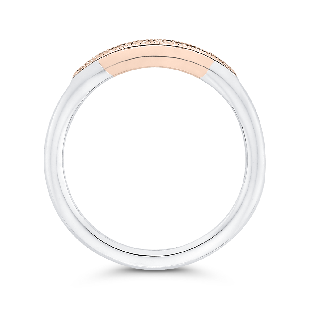 Round Diamond Wedding Band in 14K Two Tone Gold