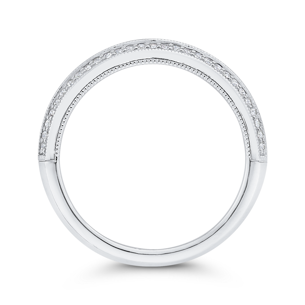 Round Diamond Half-Eternity Wedding Band in 14K White Gold