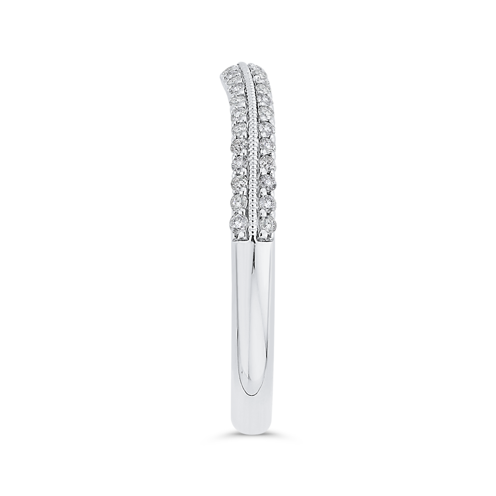 Round Diamond Half-Eternity Wedding Band in 14K Two Tone Gold