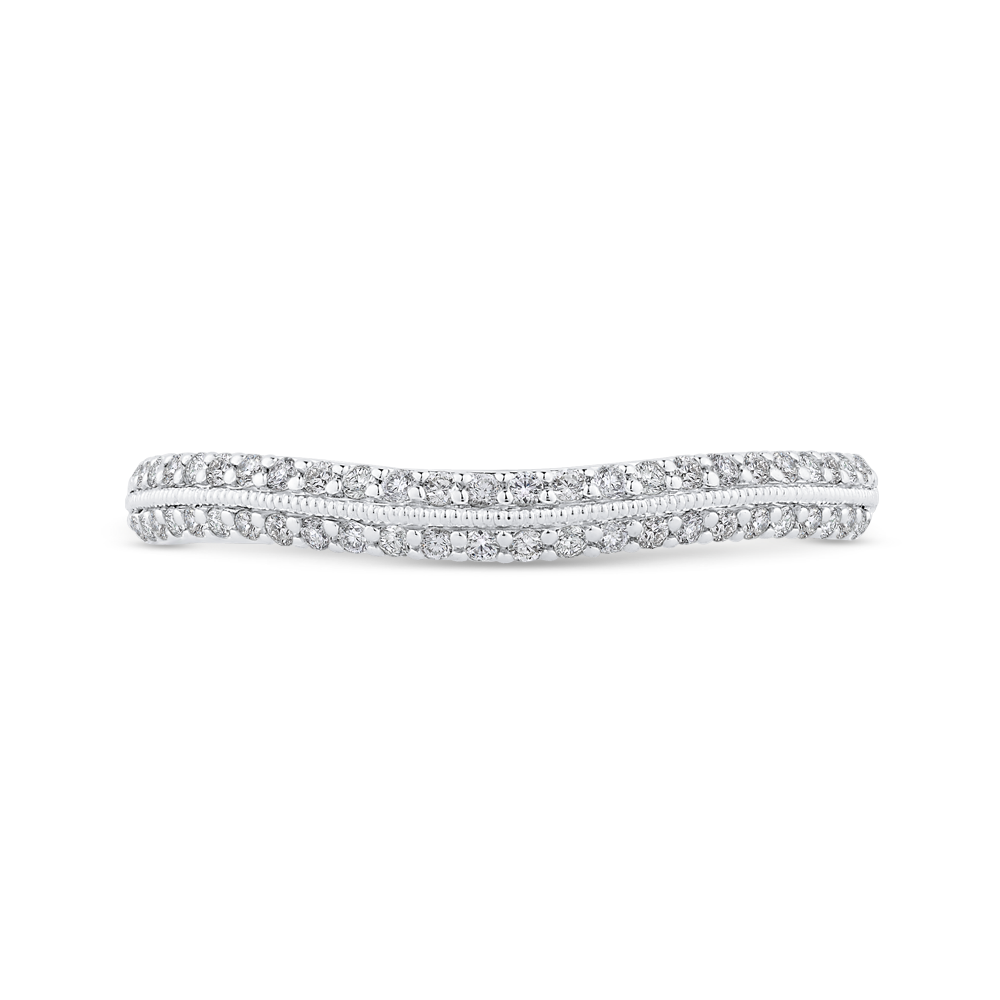 Round Diamond Half-Eternity Wedding Band in 14K Two Tone Gold