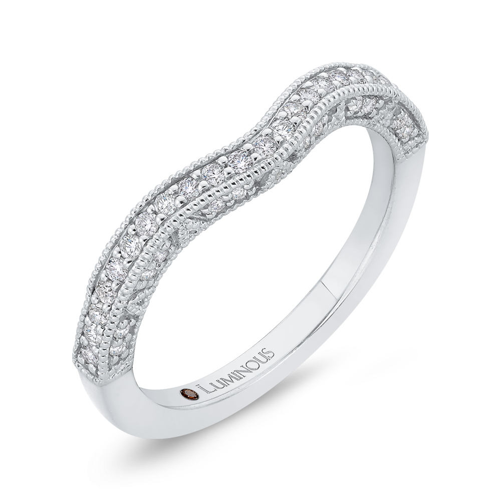 Round Diamond Half-Eternity Contour Wedding Band in 14K White Gold