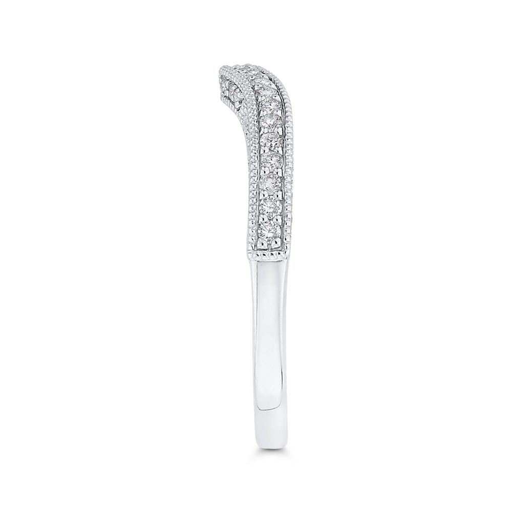 Round Diamond Half-Eternity Contour Wedding Band in 14K White Gold