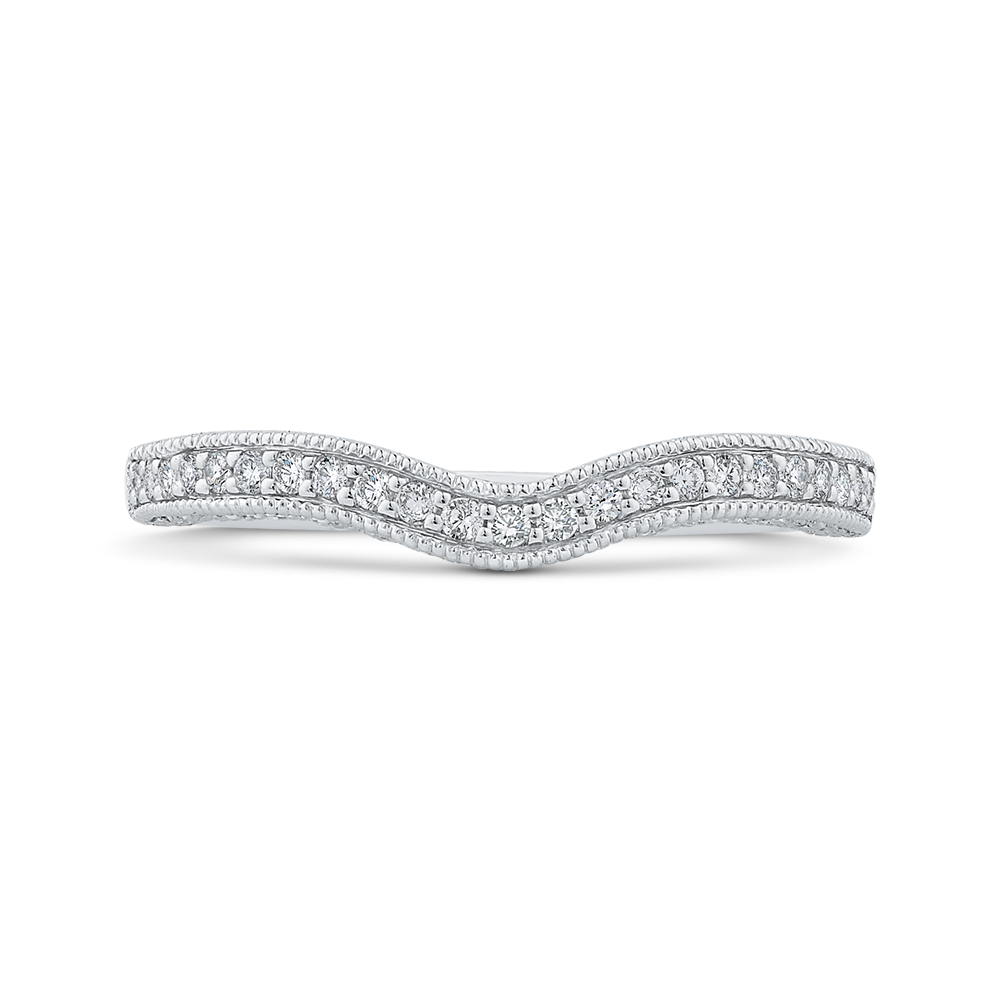 Round Diamond Half-Eternity Contour Wedding Band in 14K White Gold