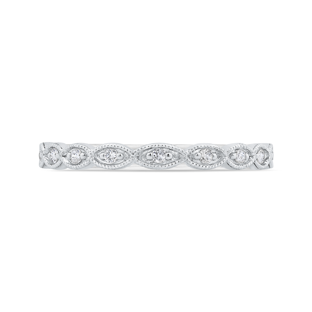Euro Shank Round Diamond Half-Eternity Wedding Band in 14K White Gold