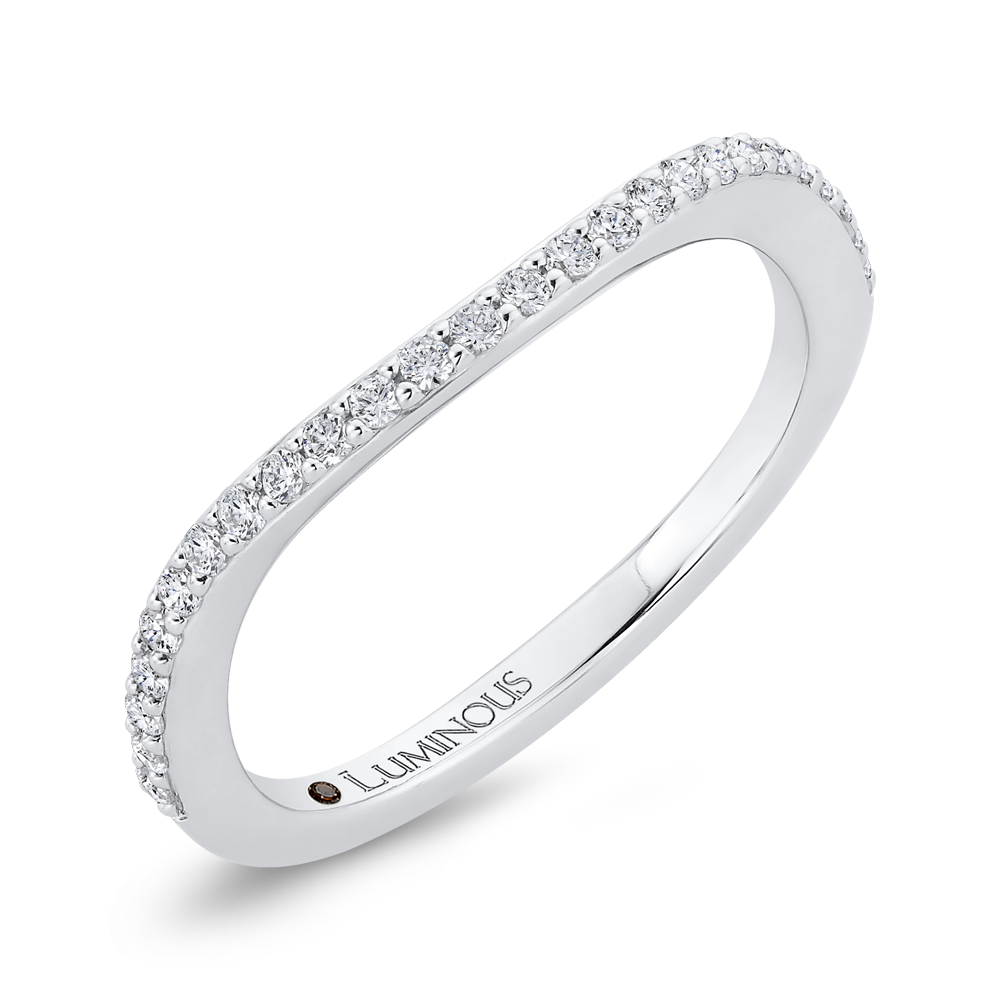 Round Diamond Half-Eternity Contour Wedding Band in 14K White Gold