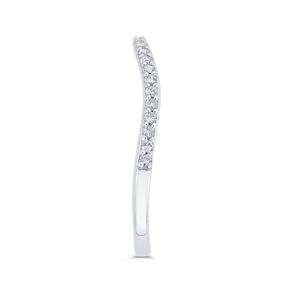 Round Diamond Half-Eternity Contour Wedding Band in 14K White Gold