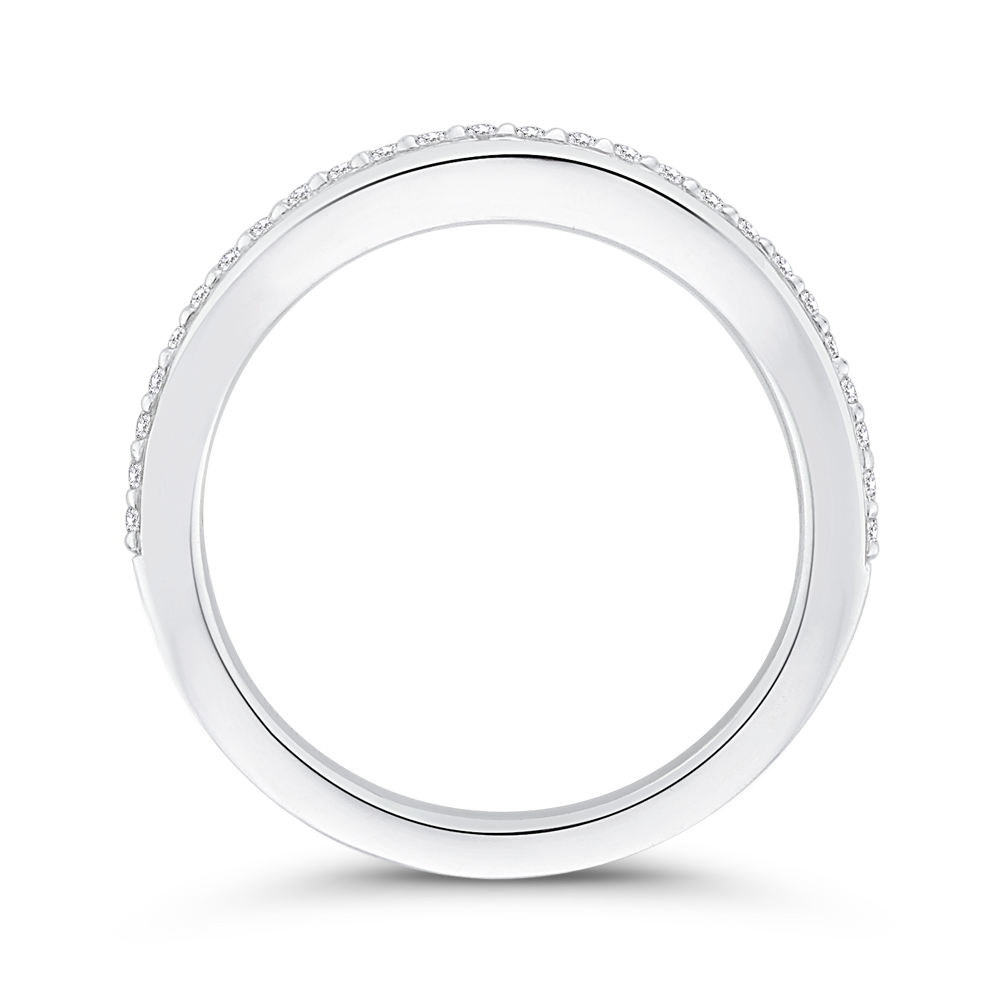 Round Diamond Half-Eternity Contour Wedding Band in 14K White Gold