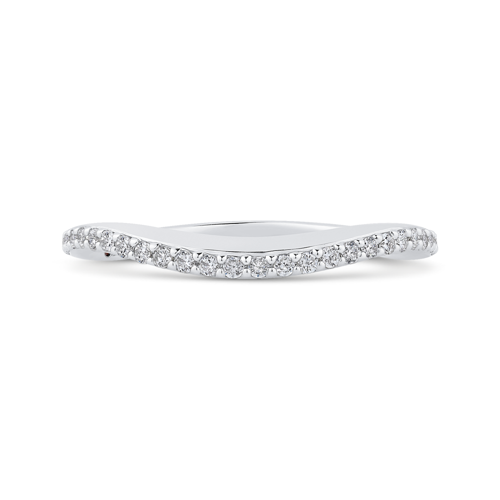 Round Diamond Half-Eternity Contour Wedding Band in 14K White Gold