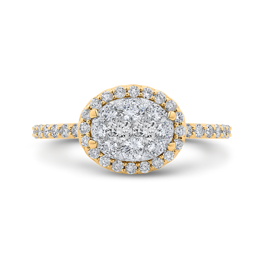 Round Diamond Halo Engagement Ring in 14K Two Tone Gold