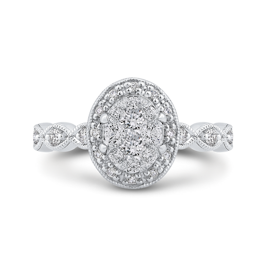 Round Diamond Halo Engagement Ring in 14K White Gold