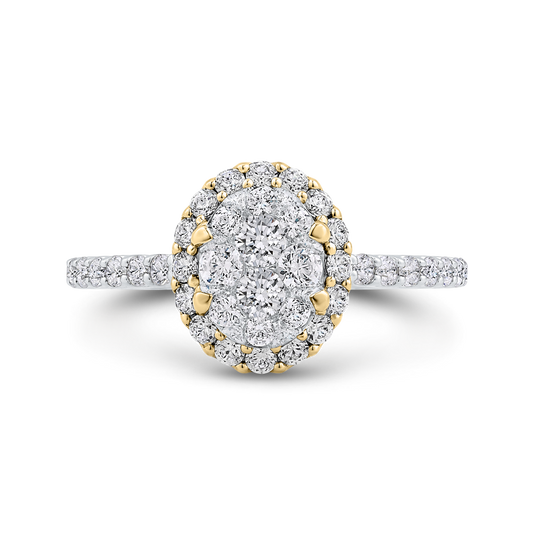 Round Diamond Halo Engagement Ring in 14K Two Tone Gold