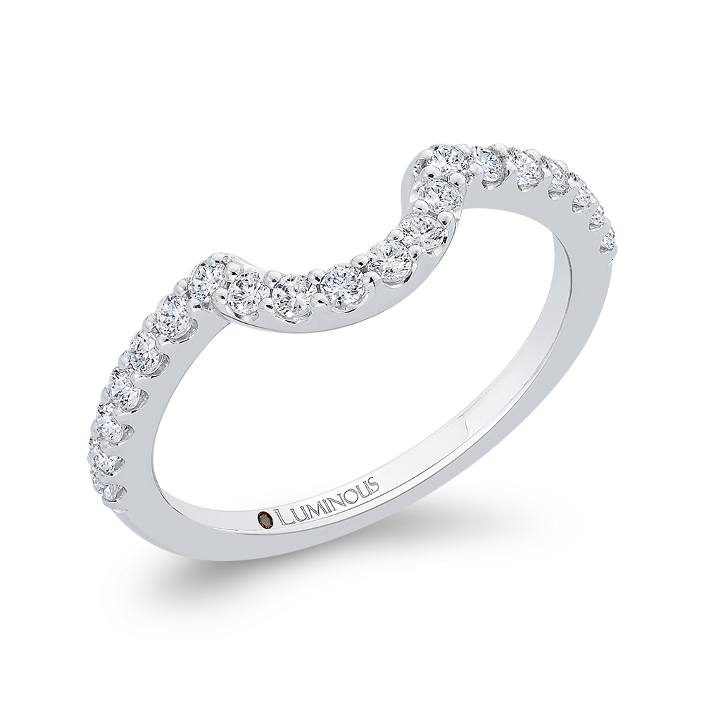 Diamond Half-Eternity Contour Wedding Band in 14K White Gold