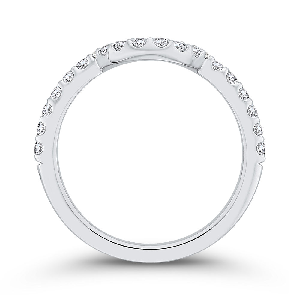 Diamond Half-Eternity Contour Wedding Band in 14K White Gold