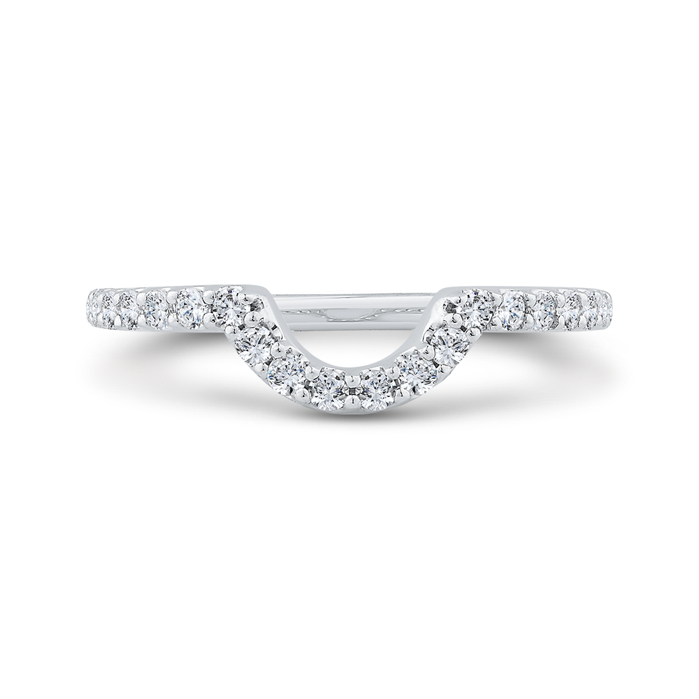 Diamond Half-Eternity Contour Wedding Band in 14K White Gold