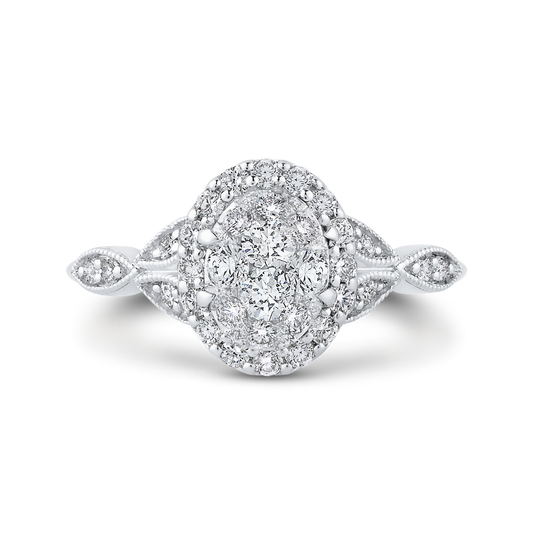 Round Diamond Halo Engagement Ring in 14K White Gold